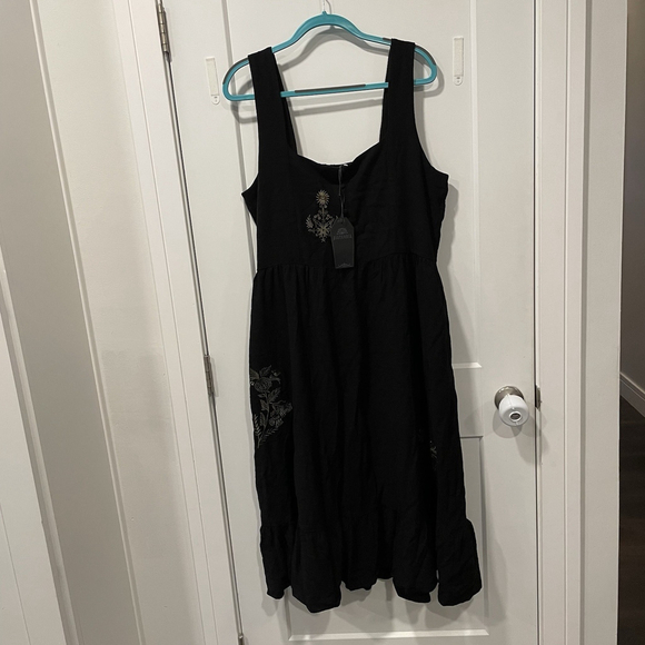 New Disturbia Foliate Linen Blend Embroidered Sleeveless Midi Dress Size 14 US - Picture 4 of 12